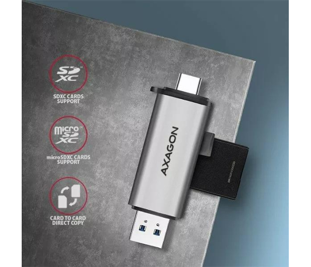 Axagon CRE-SAC, USB-C + USB-A 3.2 - 2-slot SD/microSD, UHS-I - 1353405 - zdjęcie 3
